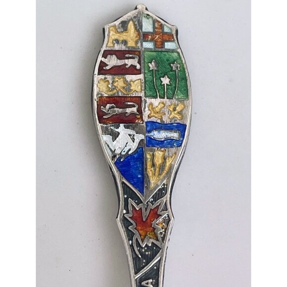 Vintage Canadian Souvenir Sterling Cocktail pickle Fork Enamel - Picture 11 of 12